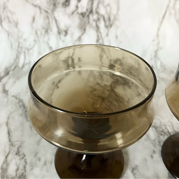 Vintage Libbey Tawny Sherbet/Champagne Glasses - Smoke Brown - Picture 5 of 7